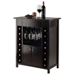 Winsome Yukon Transitional Solid Wood Home Bar Cabinet in Espresso