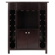 Winsome Yukon Transitional Solid Wood Home Bar Cabinet in Espresso