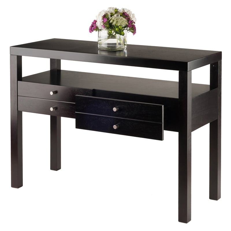 Winsome Copenhagen Transitional Solid Wood Console Table in Espresso