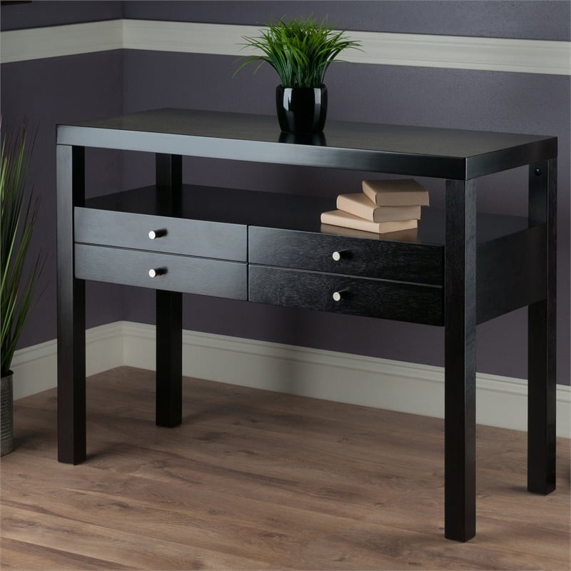 Winsome Copenhagen Transitional Solid Wood Console Table in Espresso