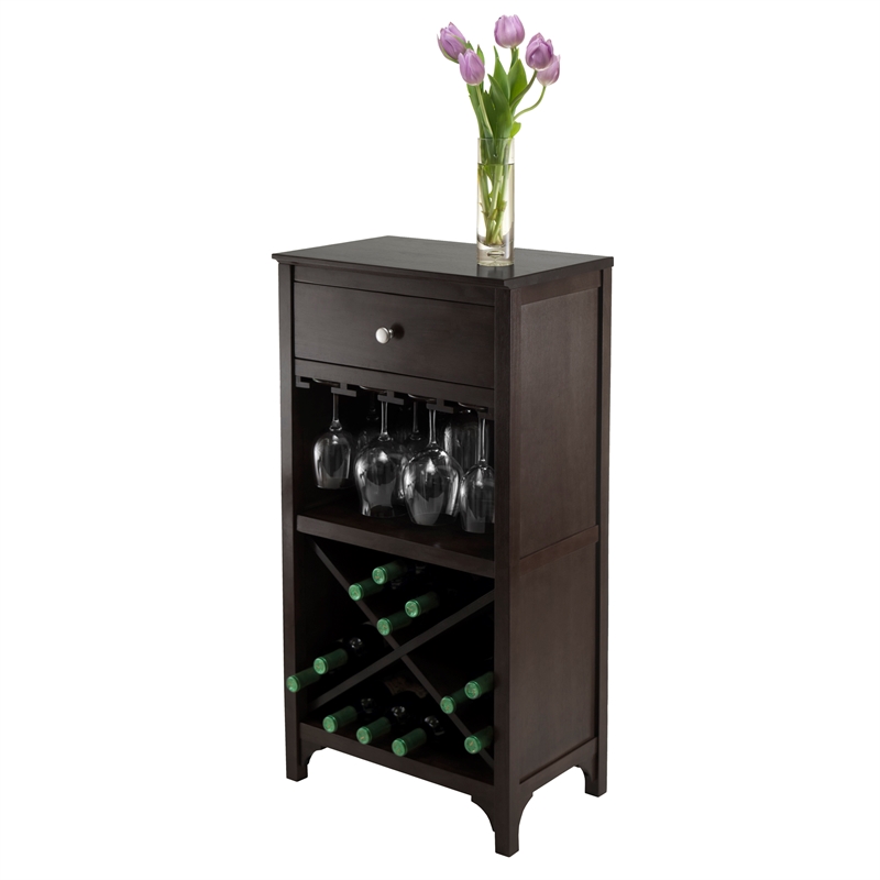 Winsome Ancona Modular Transitional Solid Wood Wine Rack Cabinet - Dark Espresso