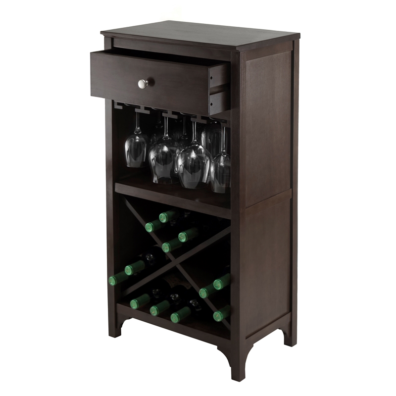 Winsome Ancona Modular Transitional Solid Wood Wine Rack Cabinet - Dark Espresso
