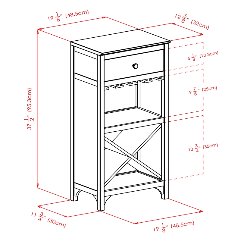 Winsome Ancona Modular Transitional Solid Wood Wine Rack Cabinet - Dark Espresso