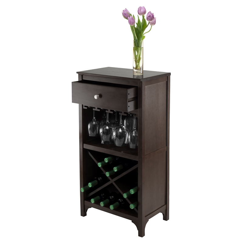 Winsome Ancona Modular Transitional Solid Wood Wine Rack Cabinet - Dark Espresso