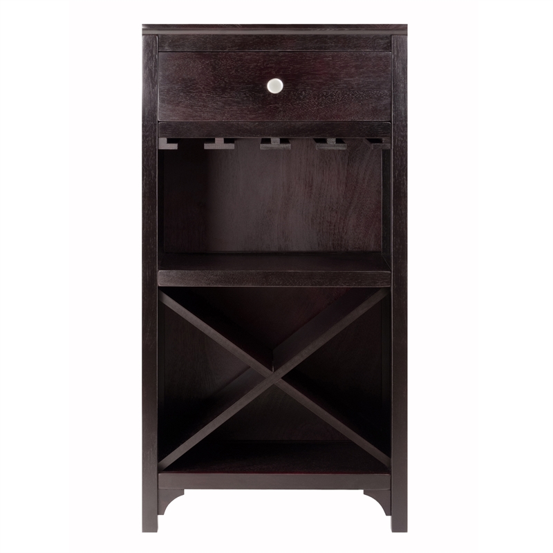 Winsome Ancona Modular Transitional Solid Wood Wine Rack Cabinet - Dark Espresso