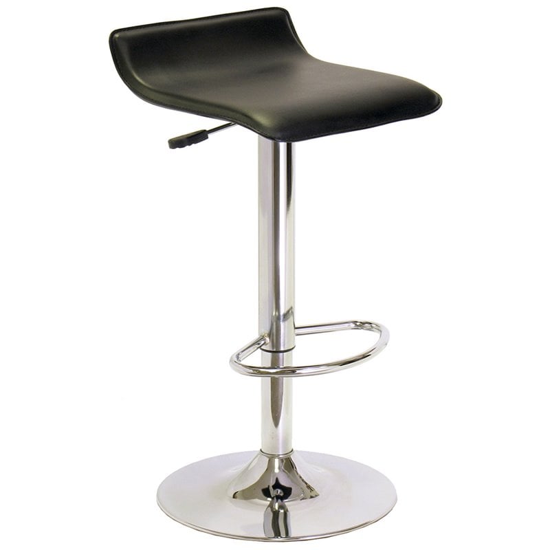 Winsome Spectrum Faux Leather Adjustable Swivel Bar Stool in Black