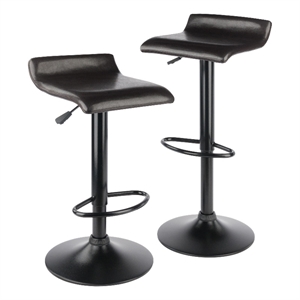 winsome paris faux leather adjustable swivel bar stool in black