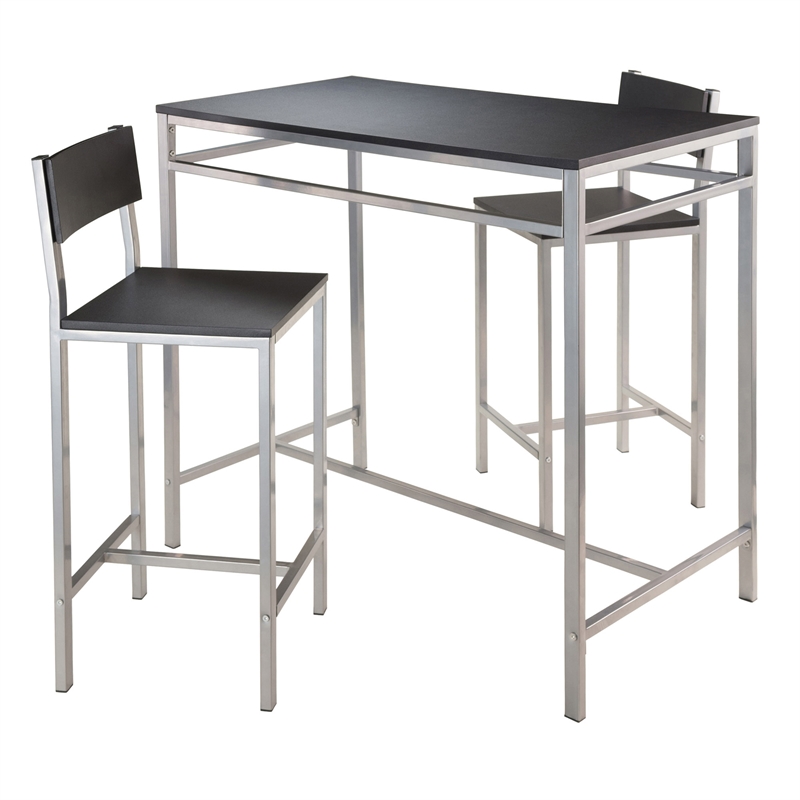 Winsome Hanley 3-Piece Counter Height Solid Wood Dining Set in Black