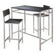 Winsome Hanley 3-Piece Counter Height Solid Wood Dining Set in Black