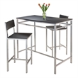 Winsome Hanley 3-Piece Counter Height Solid Wood Dining Set in Black