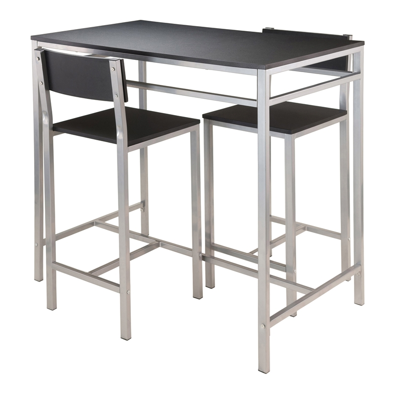 Winsome Hanley 3-Piece Counter Height Solid Wood Dining Set in Black