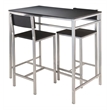 Winsome Hanley 3-Piece Counter Height Solid Wood Dining Set in Black