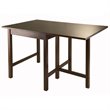 Winsome Lynden Drop Leaf Transitional Solid Wood Dining Table in Antique Walnut