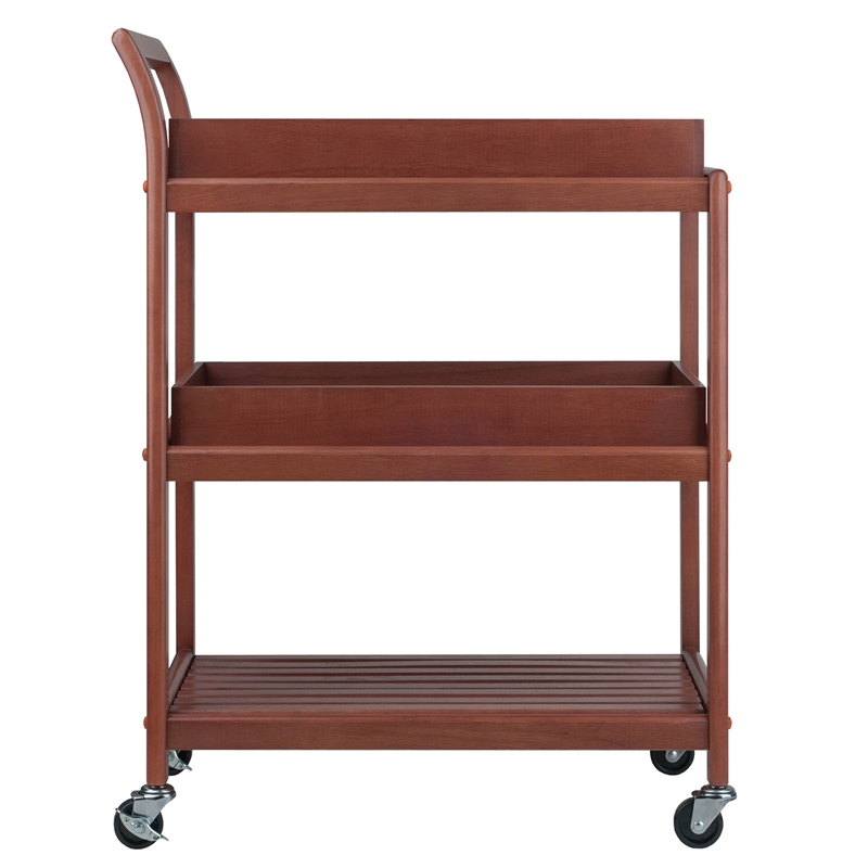 Winsome Albert Transitional Solid Wood Serving Bar Cart in Walnut