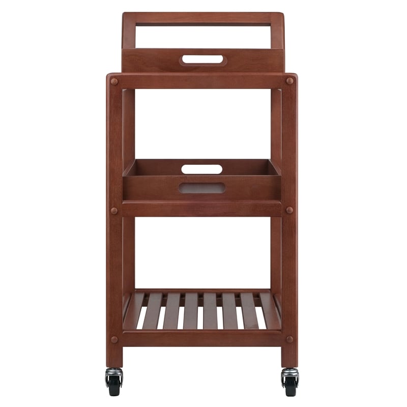 Winsome Albert Transitional Solid Wood Serving Bar Cart in Walnut