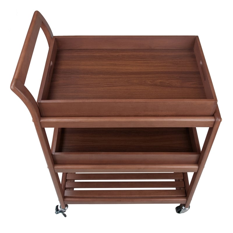Winsome Albert Transitional Solid Wood Serving Bar Cart in Walnut