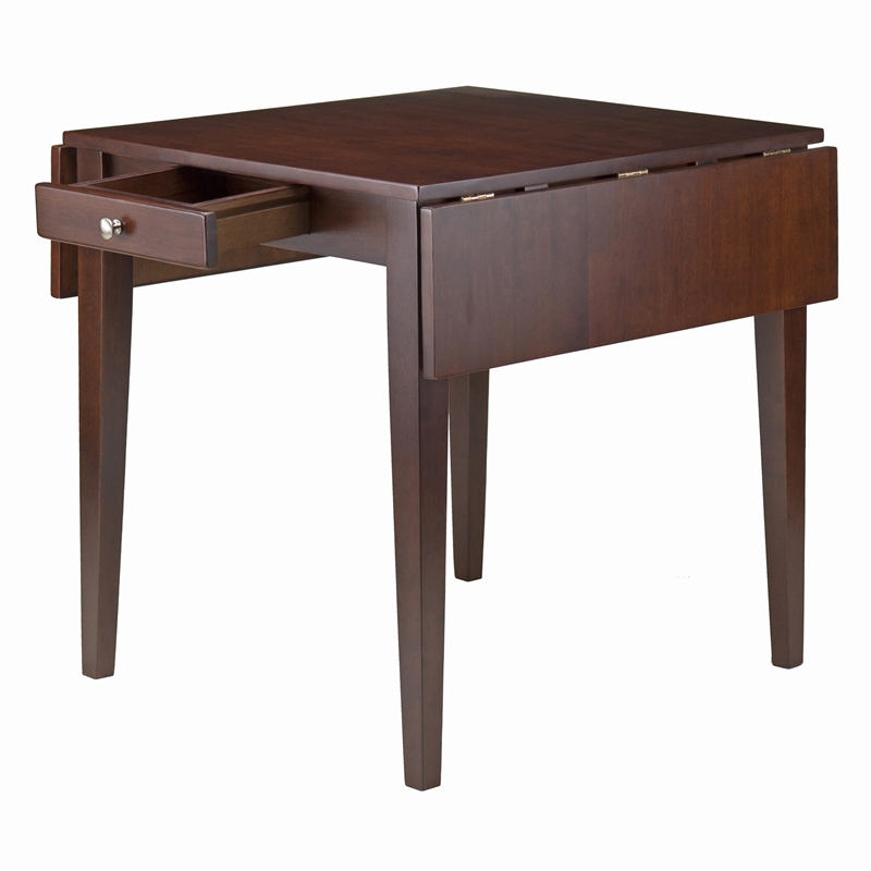 Winsome Hamilton Double Drop Leaf Solid Wood Dining Table in Antique Walnut
