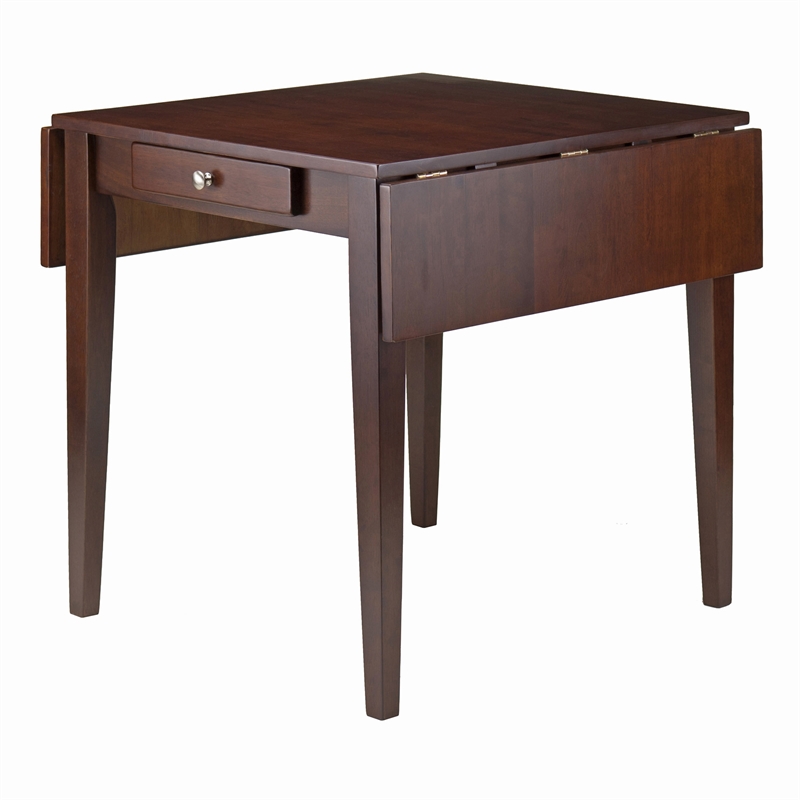 Winsome Hamilton Double Drop Leaf Solid Wood Dining Table in Antique Walnut
