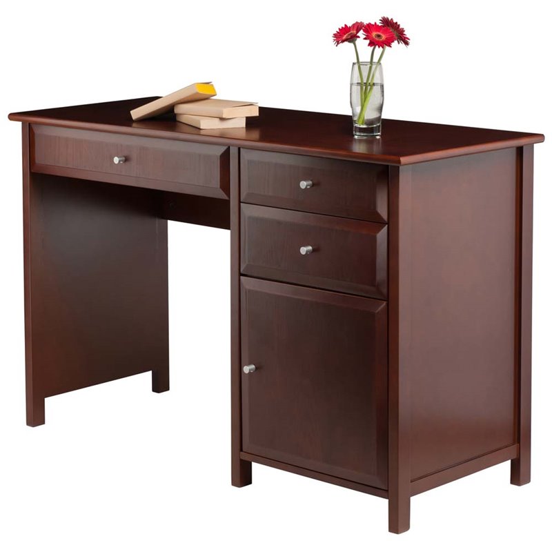 Winsome Delta Office Transitional Solid Wood Writing Desk in Walnut