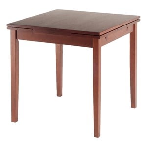 Winsome Pulman Drop Leaf Transitional Solid Wood Dining Table in Walnut