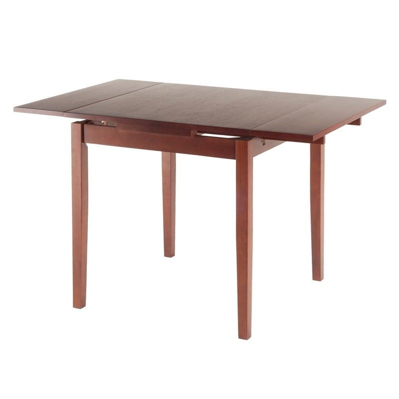 Winsome Pulman Drop Leaf Transitional Solid Wood Dining Table in Walnut