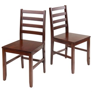 Winsome Hamilton Ladder Back Dining Side Chair in Walnut (Set of 2)