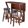 Winsome Harrington 3-Piece Drop Leaf Solid Wood Dining Set in Walnut