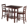 Winsome Orlando 3-Piece Square Counter Height Solid Wood Dining Set in Walnut
