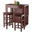 Winsome Fremont 3-Piece Drop Leaf Solid Wood Dining Set in Walnut