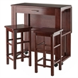 Winsome Fremont 3-Piece Drop Leaf Solid Wood Dining Set in Walnut
