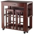 Winsome Fremont 3-Piece Drop Leaf Solid Wood Dining Set in Walnut