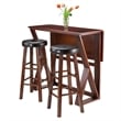 Winsome Harrington 3 Pieces Drop Leaf Solid Wood Dining Set in Walnut