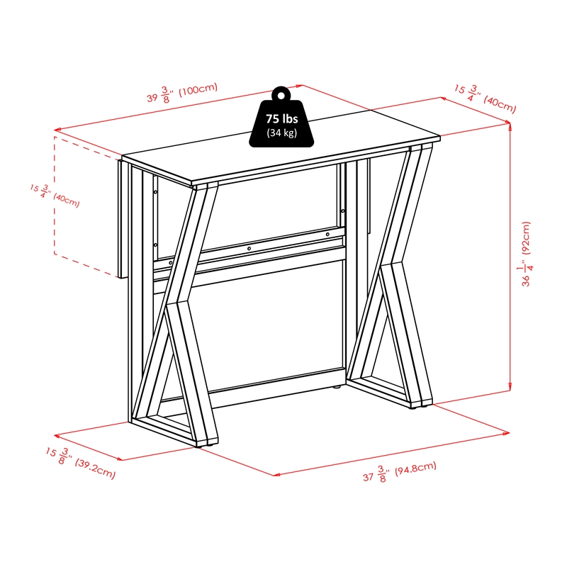 Winsome Harrington 3 Pieces Drop Leaf Solid Wood Dining Set in Walnut