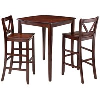 Winsome Inglewood 3 Piece Square Pub Dining Set in Antique Walnut