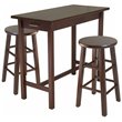 Winsome Sally 3 Piece Counter Height Dining Set in Antique Walnut