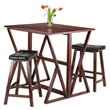 Winsome Harrington 3 Pieces Drop Leaf Solid Wood Dining Set - Walnut
