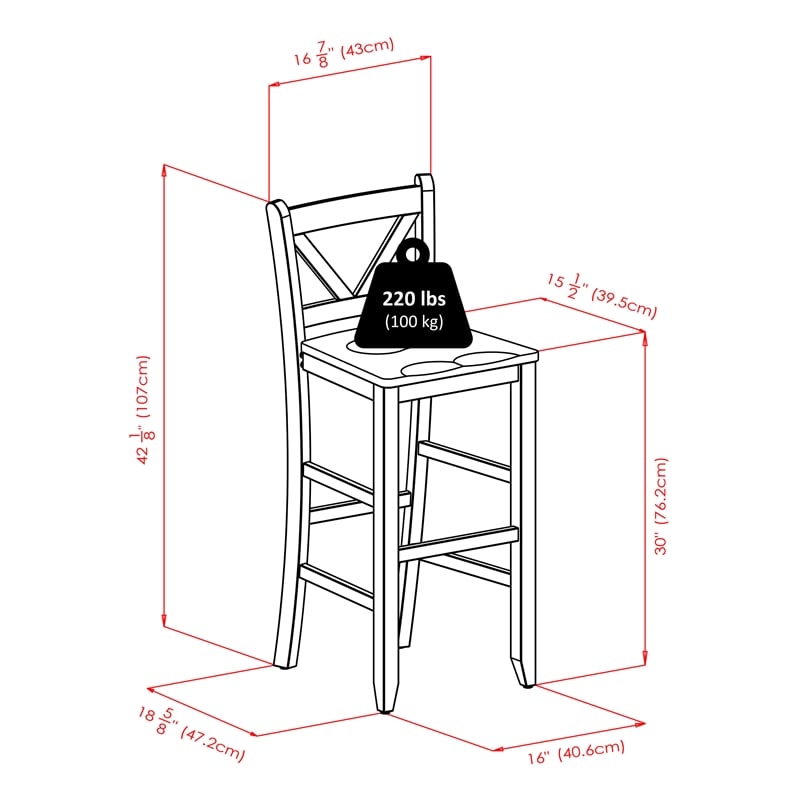 Winsome Parkland 3-Piece Square Transitional Solid Wood Pub Set in Walnut