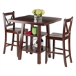 Winsome Orlando 3 Pieces Square Counter Height Solid Wood Dining Set - Walnut