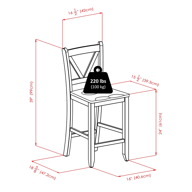 Winsome Orlando 3 Pieces Square Counter Height Solid Wood Dining Set - Walnut