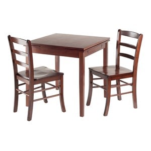 Winsome Pulman 3-Piece Extendable Solid Wood Dining Set in Walnut