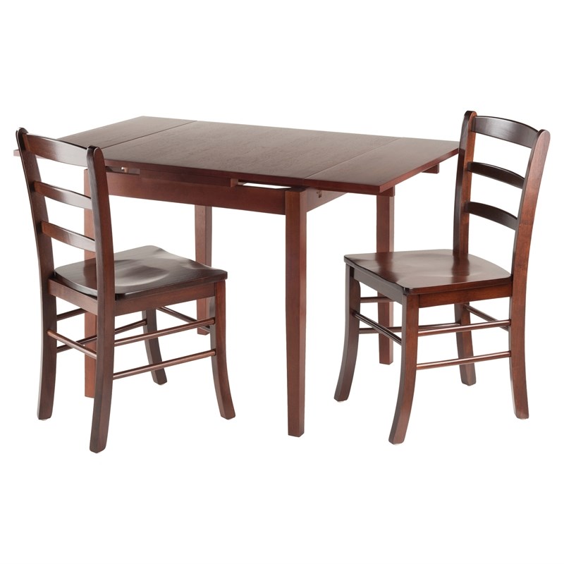 Winsome Pulman 3-Piece Extendable Solid Wood Dining Set in Walnut