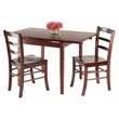 Winsome Pulman 3-Piece Extendable Solid Wood Dining Set in Walnut