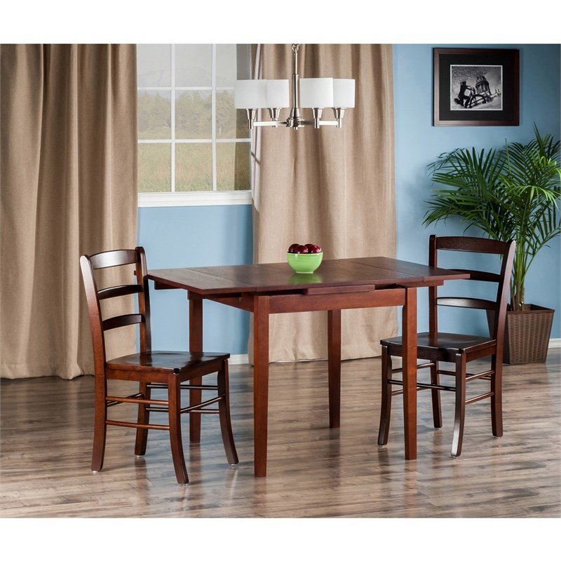 Winsome Pulman 3-Piece Extendable Solid Wood Dining Set in Walnut