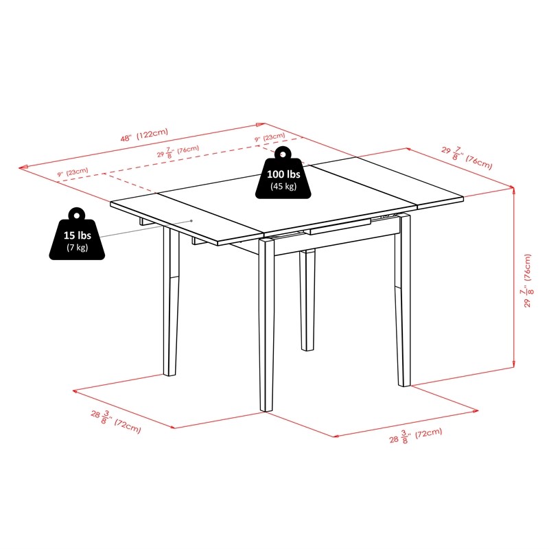 Winsome Pulman 3-Piece Extendable Solid Wood Dining Set in Walnut
