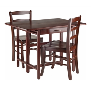 Winsome Taylor 3-Piece Drop Leaf Solid Wood Dining Set in Walnut
