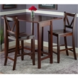 Winsome Lynnwood 3-Piece Drop Leaf Counter Height Solid Wood Dining Set - Walnut