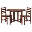 Winsome Alamo 3 Pieces Round Drop Leaf Solid Wood Dining Set in Walnut