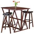Winsome Harrington 3-Piece Drop Leaf Solid Wood Dining Set - Walnut