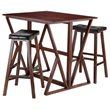 Winsome Harrington 3-Piece Drop Leaf Solid Wood Dining Set - Walnut