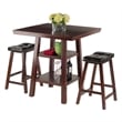 Winsome Orlando 3-Piece Square Counter Height Solid Wood Dining Set - Walnut